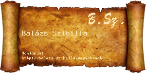 Balázs Szibilla névjegykártya